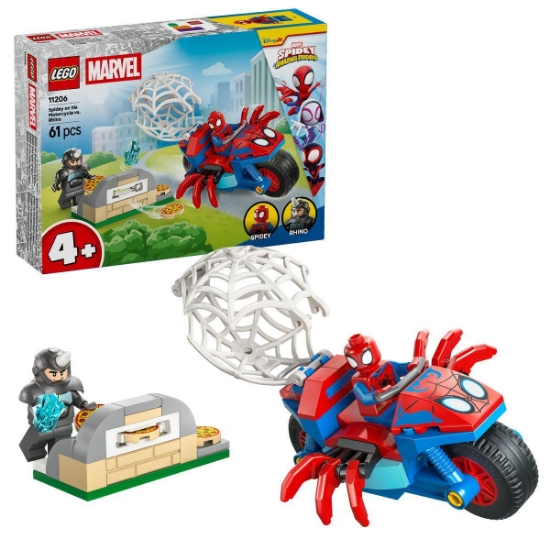 Imagine LEGO MARVEL SPIDEY PE MOTOCICLETA VS RHINO 11206