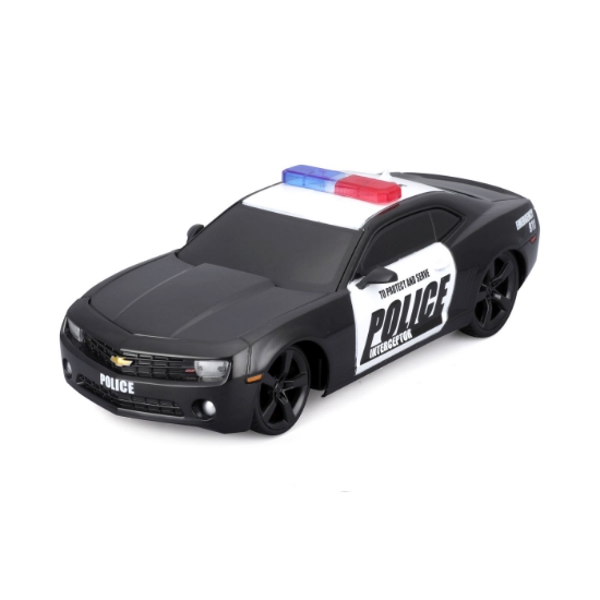 Imagine MAISTO MOTOSOUNDS MASINUTA CHEVROLET CAMARO SS 2010 DE POLITIE CU SUNETE SI LUMINI SCARA 1 LA 24