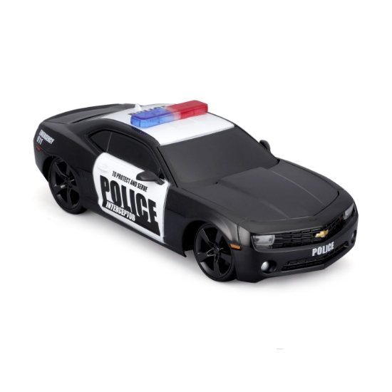 Imagine MAISTO MOTOSOUNDS MASINUTA CHEVROLET CAMARO SS 2010 DE POLITIE CU SUNETE SI LUMINI SCARA 1 LA 24