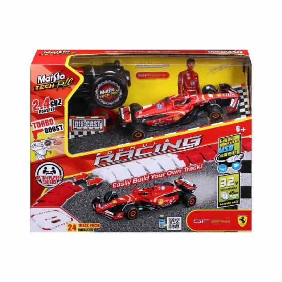 Imagine MAISTO SET PISTA CONSTRUIBILA CU MASINUTA FERRARI SF 24 RC CU TELECOMANDA 2.4GHz SCARA 1 LA 41
