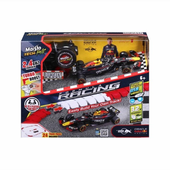 Imagine MAISTO SET PISTA CONSTRUIBILA CU MASINUTA ORACLE RED BULL RACING RB20 RC CU TELECOMANDA 2.4GHz SCARA 1 LA 41