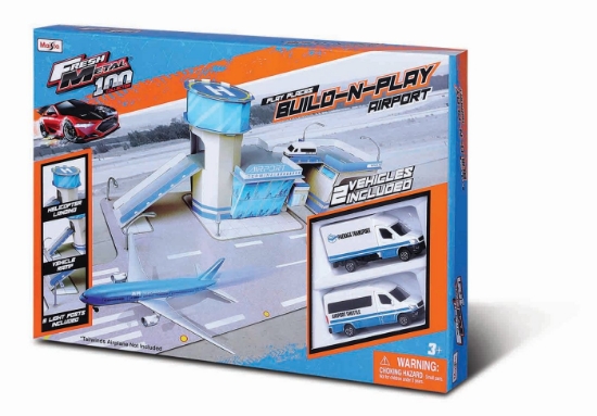 Imagine MAISTO FRESH METAL 100 SET CONSTRUCTIE AEROPORT CU 2 VEHICULE INCLUSE