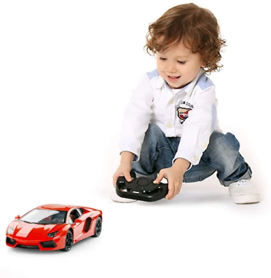 Imagine MASINA CU TELECOMANDA LAMBORGHINI AVENTADOR PORTOCALIU CU SCARA 1 LA 24