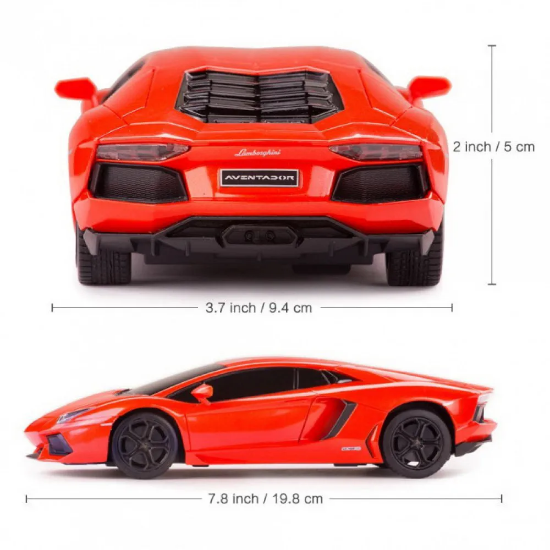 Imagine MASINA CU TELECOMANDA LAMBORGHINI AVENTADOR PORTOCALIU CU SCARA 1 LA 24