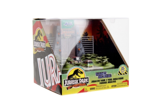 Imagine JADA JURASSIC PARK SCENA NANO CU 2 VEHICULE METALICE