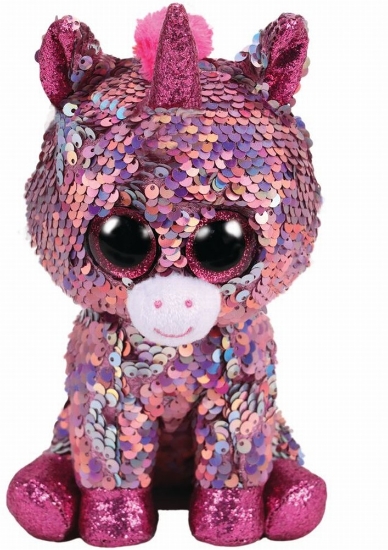 Imagine  PLUS TY 24CM BOOS UNICORNUL ROZ CU PAIETE