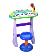 Imagine Instrument muzical pianină electronică Malplay cu scaun și microfon 45 cm înălțime albastru