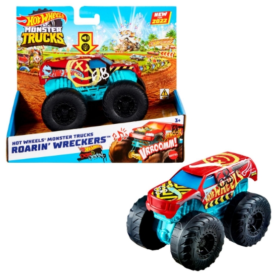 Imagine Hot Wheels Monster Truck Roarin Wreckers Demo Derby cu funcții și sunete scara 1:43