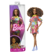 Imagine PAPUSA BARBIE FASHIONISTA SATENA CU ROCHIE CU IMPRIMEU GOOD VIBES