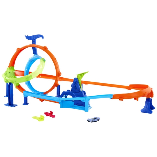 Imagine HOT WHEELS STUNT TRACKS PISTA CICLON DE LANSAREA RAPIDA CU MASINUTA INCLUSA