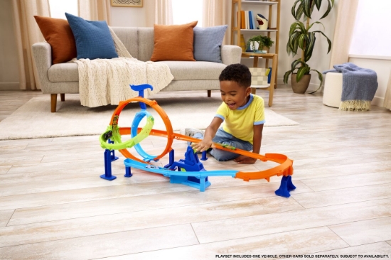 Imagine HOT WHEELS STUNT TRACKS PISTA CICLON DE LANSAREA RAPIDA CU MASINUTA INCLUSA