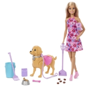 Imagine BARBIE FAMILY AND FRIENDS SET PAPUSA BARBIE MALIBU PLIMBARE CU CATELUL