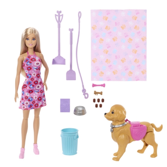 Imagine BARBIE FAMILY AND FRIENDS SET PAPUSA BARBIE MALIBU PLIMBARE CU CATELUL