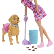 Imagine BARBIE FAMILY AND FRIENDS SET PAPUSA BARBIE MALIBU PLIMBARE CU CATELUL
