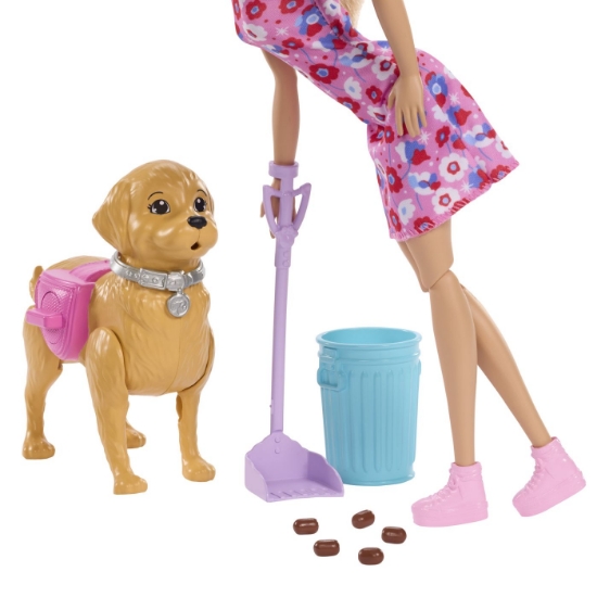 Imagine BARBIE FAMILY AND FRIENDS SET PAPUSA BARBIE MALIBU PLIMBARE CU CATELUL
