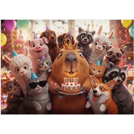 Imagine PUZZLE TREFL 200 CAPIBARA SI TORT DE ZIUA DE NASTERE