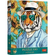 Imagine PUZZLE TREFL 500 PREMIUM PLUS PETS AS ART DOMNUL TIGRU SI FLOAREA SOARELUI