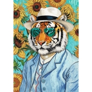 Imagine PUZZLE TREFL 500 PREMIUM PLUS PETS AS ART DOMNUL TIGRU SI FLOAREA SOARELUI