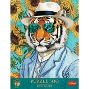 Imagine PUZZLE TREFL 500 PREMIUM PLUS PETS AS ART DOMNUL TIGRU SI FLOAREA SOARELUI