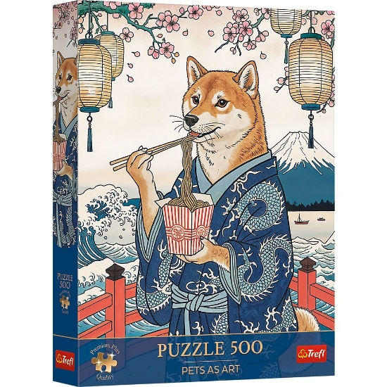 Imagine PUZZLE TREFL 500 PREMIUM PLUS PETS AS ART MEDITATIA CU PASTE A LUI SHIBA 