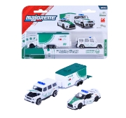 Imagine MAJORETTE SET REMORCA DE POLITIE DUBAI DELUXE MERCEDES AMG G63 SI MASINUTA NISSAN GT-R R35