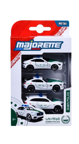 Imagine MAJORETTE SET 3 MASINUTE DE POLITIE DUBAI METALICE MERCEDES AMG 7.5CM