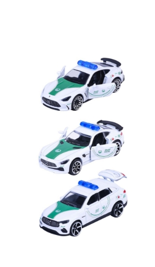 Imagine MAJORETTE SET 3 MASINUTE DE POLITIE DUBAI METALICE MERCEDES AMG 7.5CM