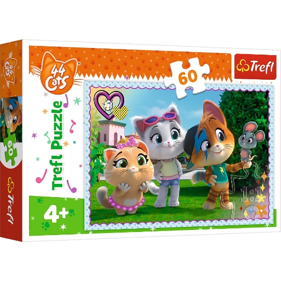 Imagine PUZZLE TREFL 60 44 PISICI JOCUL PISICILOR