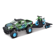 Imagine MAISTO MASINUTA METALICA 4X4 REBELS RUGGED ADVENTURES CU REMORCA VERDE