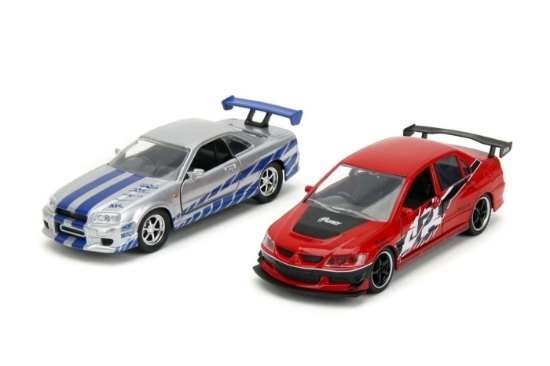 Imagine JADA FAST AND FURIOUS SET 2 MASINUTE METALICE MITSUBISHI LANCER EVOLUTION IX SI BRIANS NISSAN SKYLINE GT R SCARA 1 LA 32