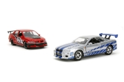 Imagine JADA FAST AND FURIOUS SET 2 MASINUTE METALICE MITSUBISHI LANCER EVOLUTION IX SI BRIANS NISSAN SKYLINE GT R SCARA 1 LA 32