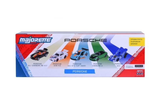 Imagine MAJORETTE SET 5 MASINUTE METALICE PORSCHE 2 MODELE EXCLUSIVE SCARA 1 LA 64