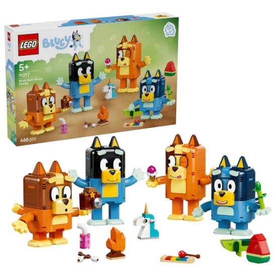 Imagine LEGO BLUEY FAMILIA LUI BLUE DIN CARAMIZI 11217