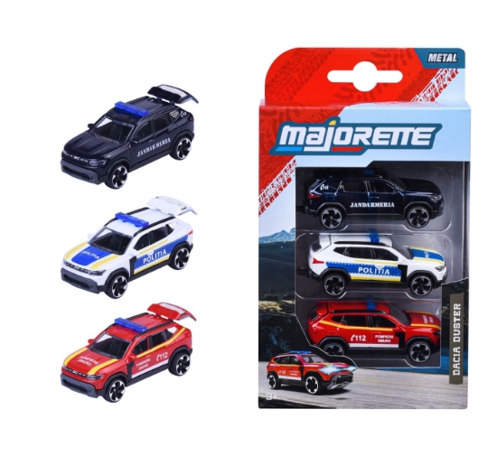 Imagine MAJORETTE SET 3 MASINUTE METALICE DACIA DUSTER 7.5CM