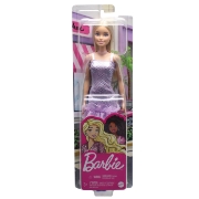 Imagine PAPUSA BARBIE TINUTE STRALUCITOARE BLONDA CU ROCHITA MOV