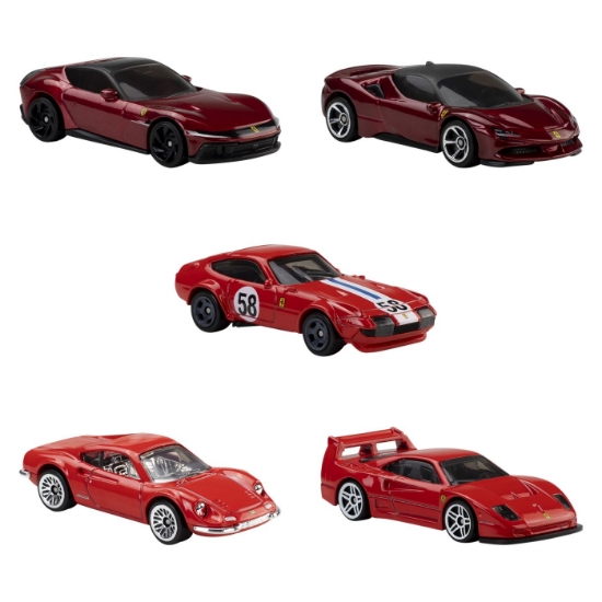 Imagine HOT WHEELS SET 5 MASINUTE METALICE FERRARI