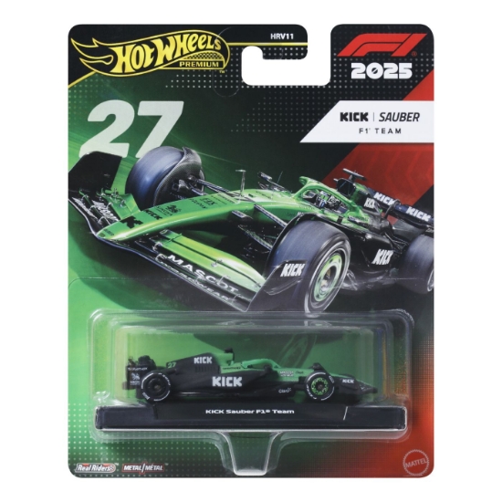 Imagine HOT WHEELS PREMIUM REAL RIDERS FORMULA 1 2024 MASINUTA METALICA KICK SAUBER F1 TEAM NUMARUL 27 SCARA 1 LA 64