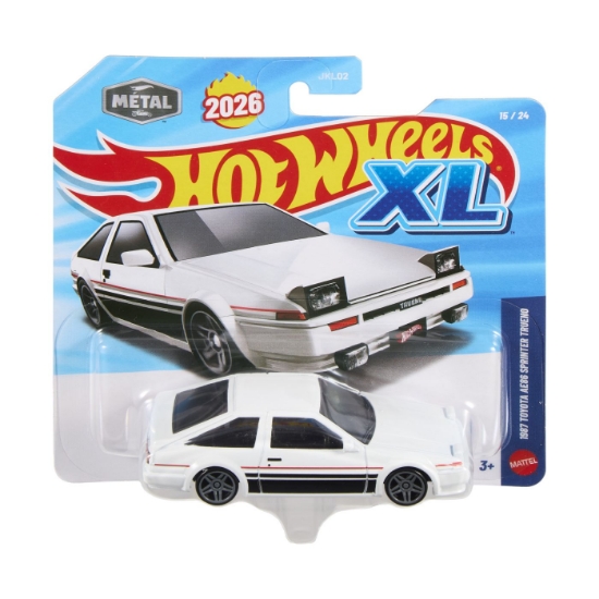 Imagine HOT WHEELS XL MASINUTA METALICA TOYOTA AE86 SPRINTER TRUENO 1987 SCARA 1 LA 43