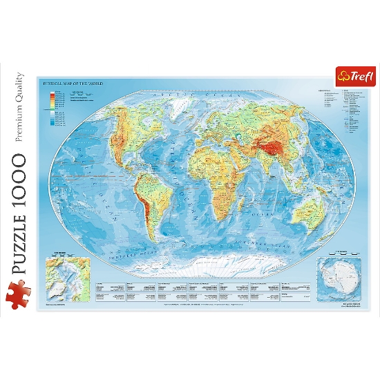 Imagine Puzzle Trefl 1000 – Harta fizică a lumii
