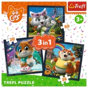 Imagine PUZZLE TREFL 3IN1 44 CATS PISICILE DRAGALASE
