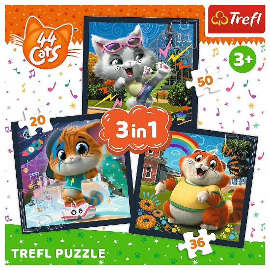 Imagine PUZZLE TREFL 3IN1 44 CATS PISICILE DRAGALASE