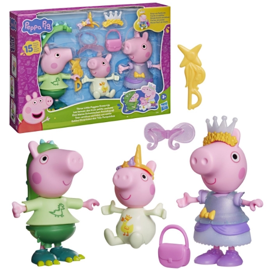 Imagine PEPPA PIG SET 3 PURCELUSI CARE SE IMBRACA CU FIGURINE SI ACCESORII