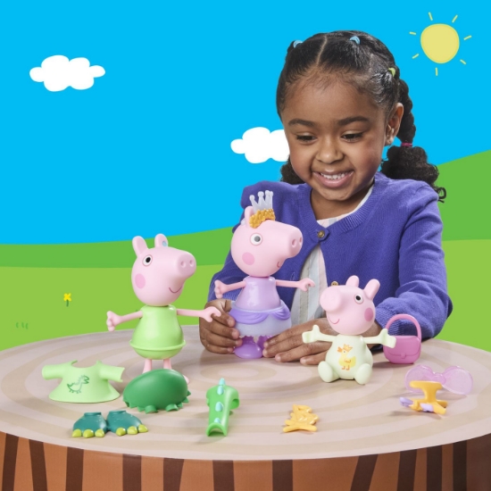 Imagine PEPPA PIG SET 3 PURCELUSI CARE SE IMBRACA CU FIGURINE SI ACCESORII