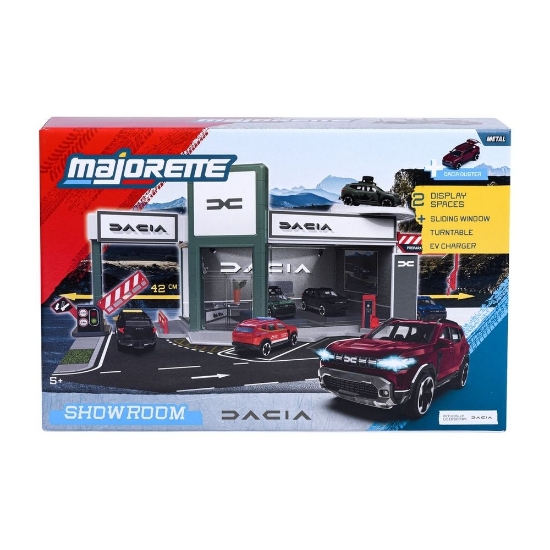 Imagine MAJORETTE SET SHOWROOM AUTO DACIA CU MASINUTA INCLUSA DACIA DUSTER SCARA 1 LA 64