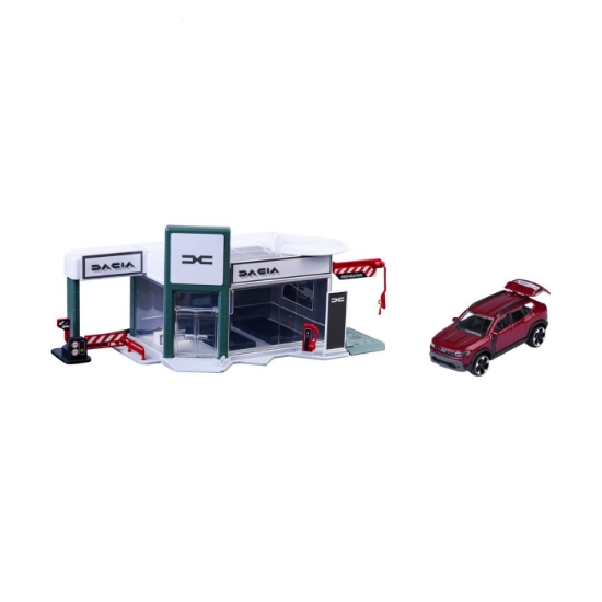 Imagine MAJORETTE SET SHOWROOM AUTO DACIA CU MASINUTA INCLUSA DACIA DUSTER SCARA 1 LA 64