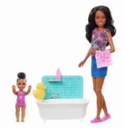Imagine PAPUSA BARBIE MAMICA BRUNETA CU BEBELUS