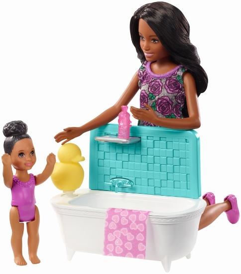 Imagine PAPUSA BARBIE MAMICA BRUNETA CU BEBELUS