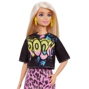 Imagine PAPUSA BARBIE FASHIONISTA BLONDA CU TINUTA DE VARA ROCK