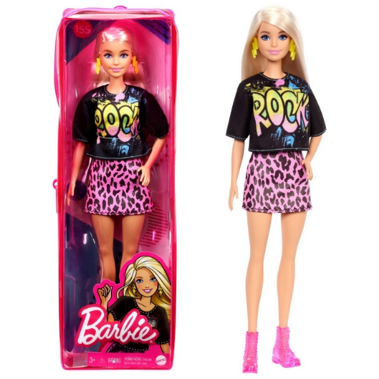 Imagine PAPUSA BARBIE FASHIONISTA BLONDA CU TINUTA DE VARA ROCK