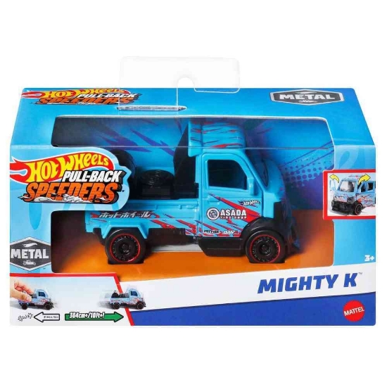 Imagine HOT WHEELS MASINUTA METALICA CU SISTEM PULL BACK MIGHTY K SCARA 1:43